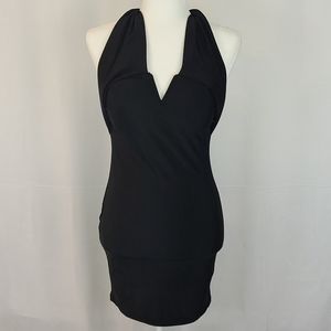Black bodicon halter dress